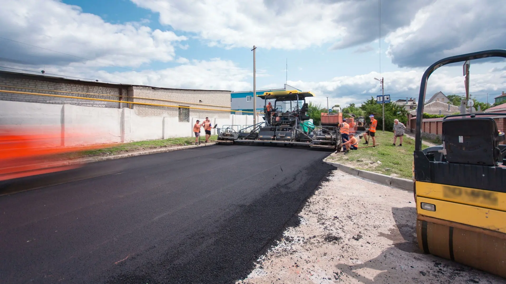 Asphalt paving roadwork